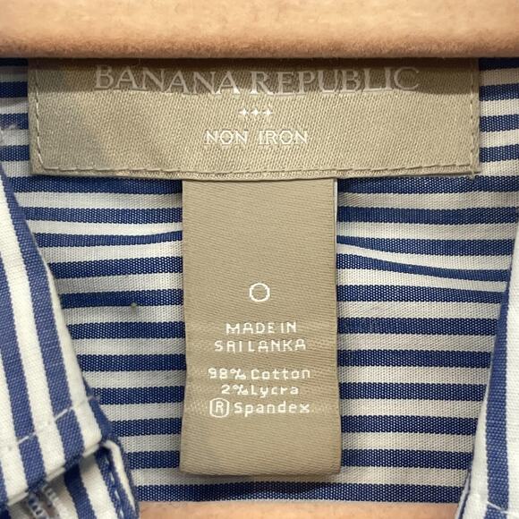 Banana Republic Shirt Womens 0 Blue Non Iron Button Down Long Sleeve Striped - Picture 3 of 10